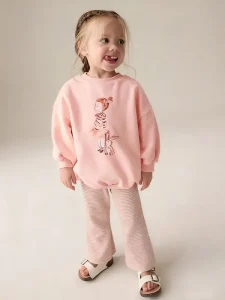 Little Maven Girls Rabbit Sweatshirt & Striped Pants Set
