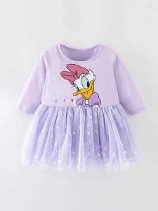 Little Maven Girls Disney Donald Duck Cotton Mesh Dress
