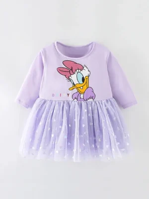 Little Maven Girls Disney Donald Duck Cotton Mesh Dress