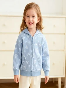 Little Maven Girls Floral Cotton Hoodie | Soft Casual Jacket