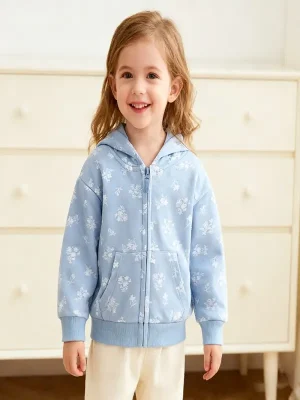 Little Maven Girls Floral Cotton Hoodie | Soft Casual Jacket