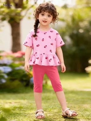 Girls Insect Print Cotton T-Shirt & Capri Set | Little Maven