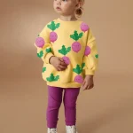 Little Maven Girls Smiling Carrot Print Cotton Sweatshirt and Pants Set