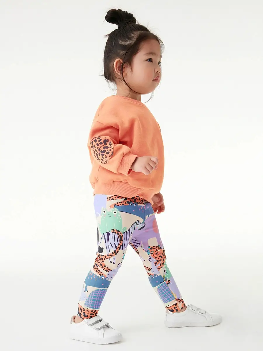 Little Maven Girls Tiger Head Embroidered Cotton Sweatshirt and Leggings Set 2 Little Maven Girls Tiger Head Embroidered Cotton Sweatshirt and Leggings Set - Image 2