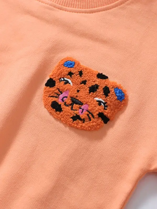 Little Maven Girls Tiger Head Embroidered Cotton Sweatshirt and Leggings Set 4 Little Maven Girls Tiger Head Embroidered Cotton Sweatshirt and Leggings Set - Image 4
