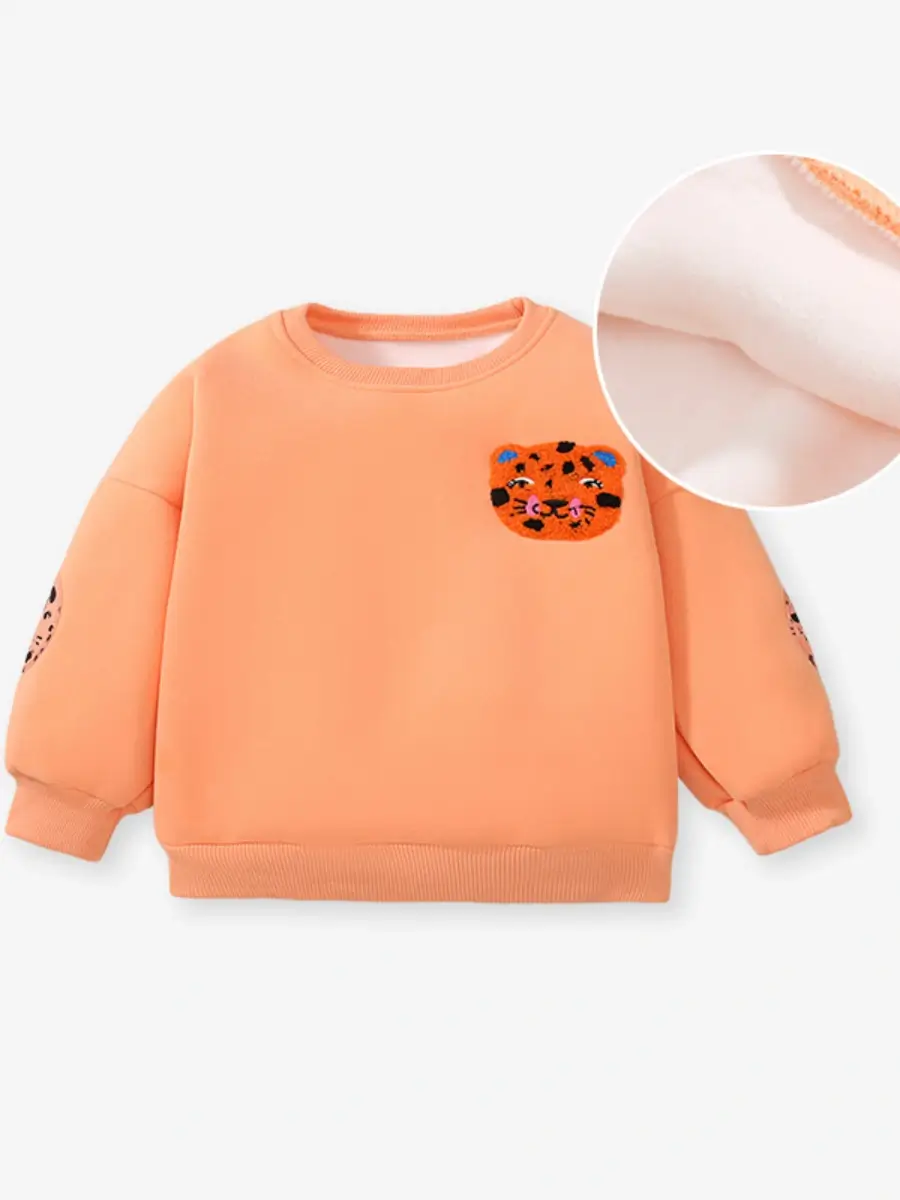 Little Maven Girls Tiger Head Embroidered Cotton Sweatshirt and Leggings Set 3 Little Maven Girls Tiger Head Embroidered Cotton Sweatshirt and Leggings Set - Image 3
