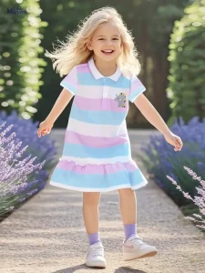 Little Maven Girls Unicorn Striped Cotton Dress | Premium Quality