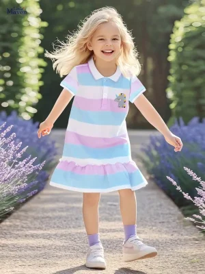 Little Maven Girls Unicorn Striped Cotton Dress | Premium Quality