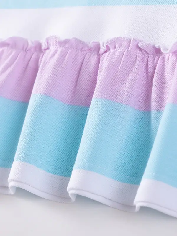 Little Maven Girls Unicorn Applique Cotton Striped Short-Sleeved Dress 5 Little Maven Girls Unicorn Applique Cotton Striped Short-Sleeved Dress - Image 5
