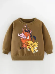 Little Maven Kids Cotton Sweatshirt with Lion Simba & Cow Print