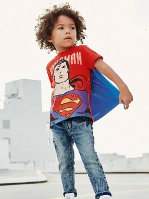 Little Maven Superman Boys Cotton T-Shirt with Cape