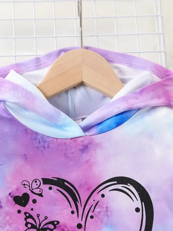 Little Maven Valentine's Day Girls Set-Heart-shaped Tie-dye Hoodie and Leggings 3 Little Maven Valentine's Day Girls Set-Heart-shaped Tie-dye Hoodie and Leggings - Image 3