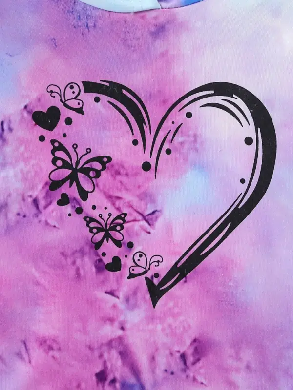 Little Maven Valentine's Day Girls Set-Heart-shaped Tie-dye Hoodie and Leggings 4 Little Maven Valentine's Day Girls Set-Heart-shaped Tie-dye Hoodie and Leggings - Image 4