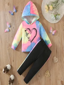 Little Maven Girls Valentine Hoodie & Leggings Set