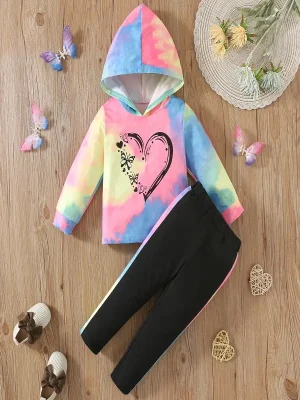Little Maven Girls Valentine Hoodie & Leggings Set