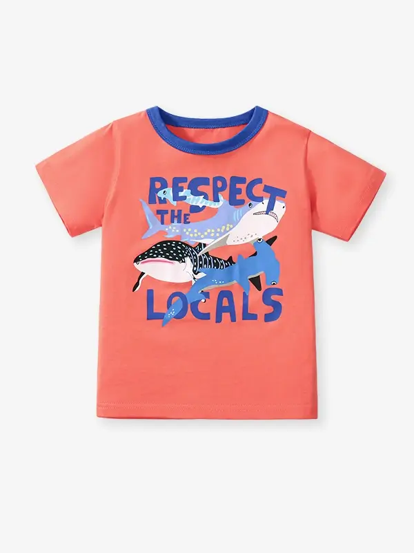 Little Maven Boys 2pcs Shark Pattern Cotton Short-sleeved T-shirt and Elastic Waist Shorts Set 2 Little Maven Boys 2pcs Shark Pattern Cotton Short-sleeved T-shirt and Elastic Waist Shorts Set - Image 2