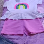 Little Maven Girls 2pcs Sequin Rainbow Cotton Short-Sleeved T-shirt and Shorts Set photo review