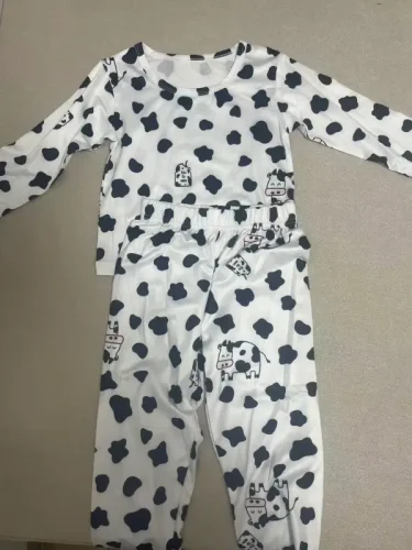 Little Maven Kid Girls & Boys cow print cotton home pajamas set photo review