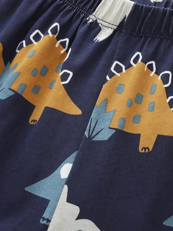 Little Maven Boys 2pcs Dinosaur Print Cotton Short-Sleeve T-Shirt and Shorts Set 3 Little Maven Boys 2pcs Dinosaur Print Cotton Short-Sleeve T-Shirt and Shorts Set - Image 3