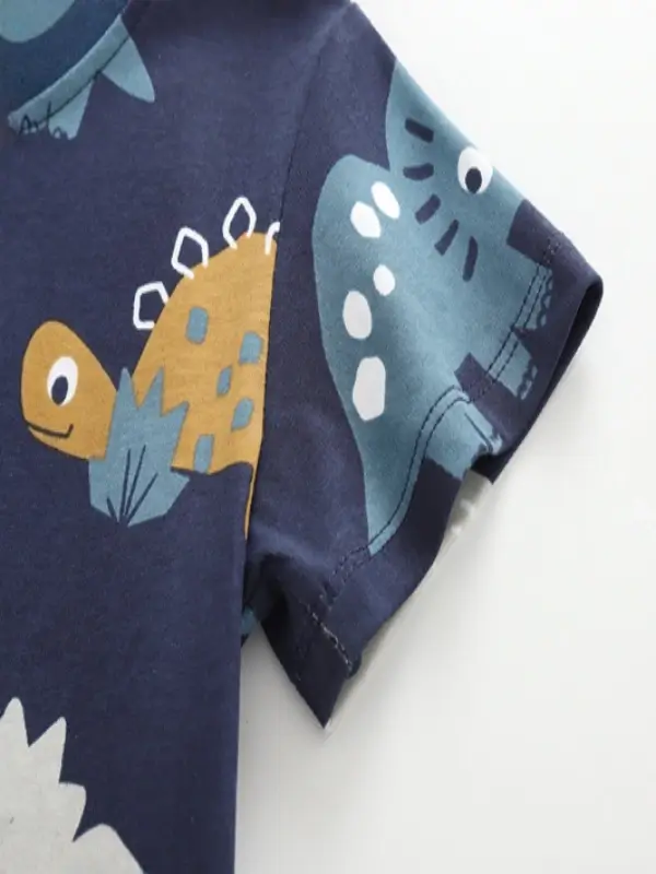 Little Maven Boys 2pcs Dinosaur Print Cotton Short-Sleeve T-Shirt and Shorts Set 6 Little Maven Boys 2pcs Dinosaur Print Cotton Short-Sleeve T-Shirt and Shorts Set - Image 6