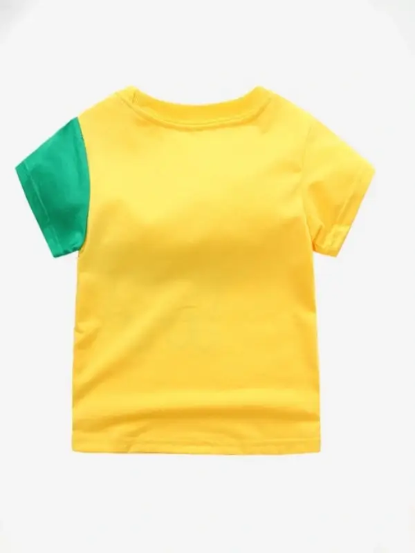 Little Maven Boys Elephant Appliqué Cotton Short-sleeved T-shirt and Color-block Shorts Set 3 Little Maven Boys Elephant Appliqué Cotton Short-sleeved T-shirt and Color-block Shorts Set - Image 3