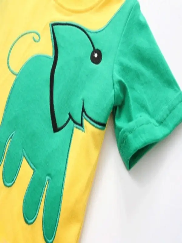 Little Maven Boys Elephant Appliqué Cotton Short-sleeved T-shirt and Color-block Shorts Set 5 Little Maven Boys Elephant Appliqué Cotton Short-sleeved T-shirt and Color-block Shorts Set - Image 5