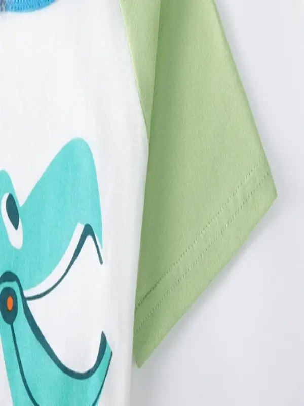 Little Maven Boys Excavator Pattern Cotton Color-Blocked Short-Sleeve Tee and Shorts Set 5 Little Maven Boys Excavator Pattern Cotton Color-Blocked Short-Sleeve Tee and Shorts Set - Image 5