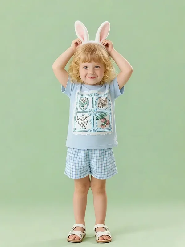 Little Maven Girls Checkered Cotton 2pc Set | Soft & Breathable