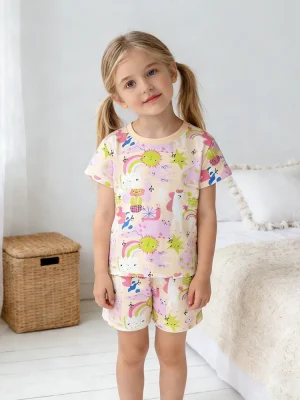 Little Maven Girls Unicorn Print Cotton Summer Pajamas