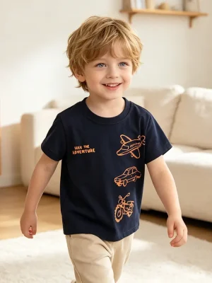 Little Maven Boys Cotton Car T-Shirt | Soft Graphic Tee