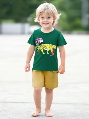 Little Maven Boys Cotton Tiger T-Shirt & Shorts Set