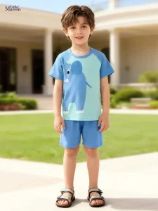 Little Maven Boys Elephant Print 100% Cotton Short Set
