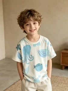 Little Maven Boys Cotton Tee: Marine Animal Print