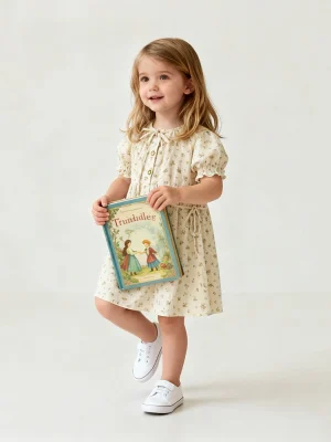 Little Maven Girls Cotton Floral Dress | Elastic Waist