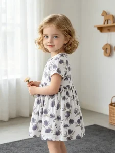 Little Maven Girls Cotton Polka Dot Skirt & T-Shirt Set