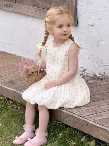 Little Maven Girls Strawberry Cotton Dress | Breathable Summer