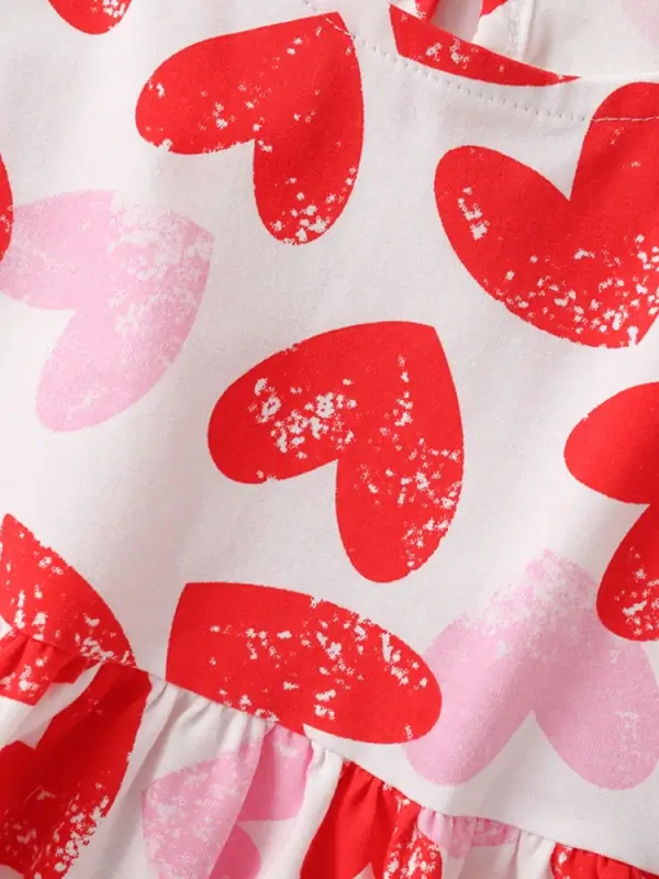 Little Maven Girls Heart Print Cotton Dress 3 Little Maven Girls Heart Print Cotton Dress - Image 3