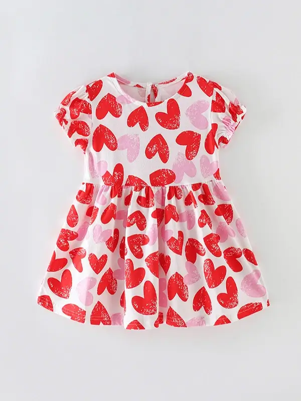 Little Maven Girls Heart Print Cotton Dress 2 Little Maven Girls Heart Print Cotton Dress - Image 2