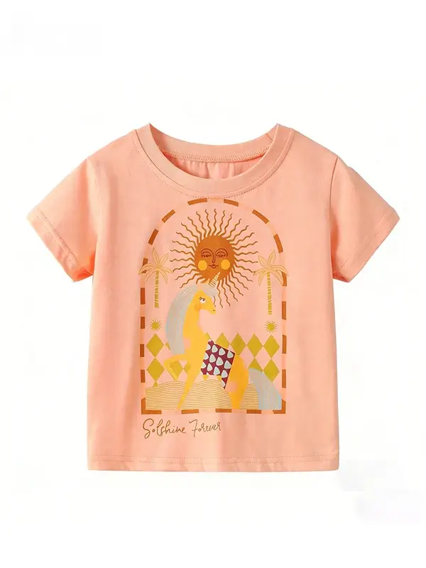 Little Maven Girls Unicorn Print Cotton Short-Sleeve T-Shirt 4 Little Maven Girls Unicorn Print Cotton Short-Sleeve T-Shirt - Image 4