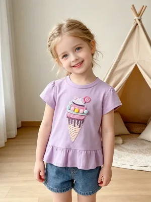Little Maven Girls Ice Cream Cotton T-Shirt | 2-7Y