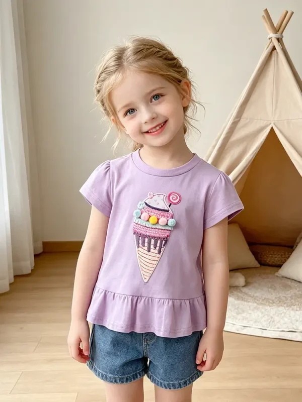 Little Maven Girls Ice Cream Cotton T-Shirt | 2-7Y