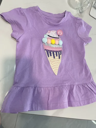Little Maven Official Girls Ice Cream Appliqué Cotton Short-Sleeve T-Shirt photo review